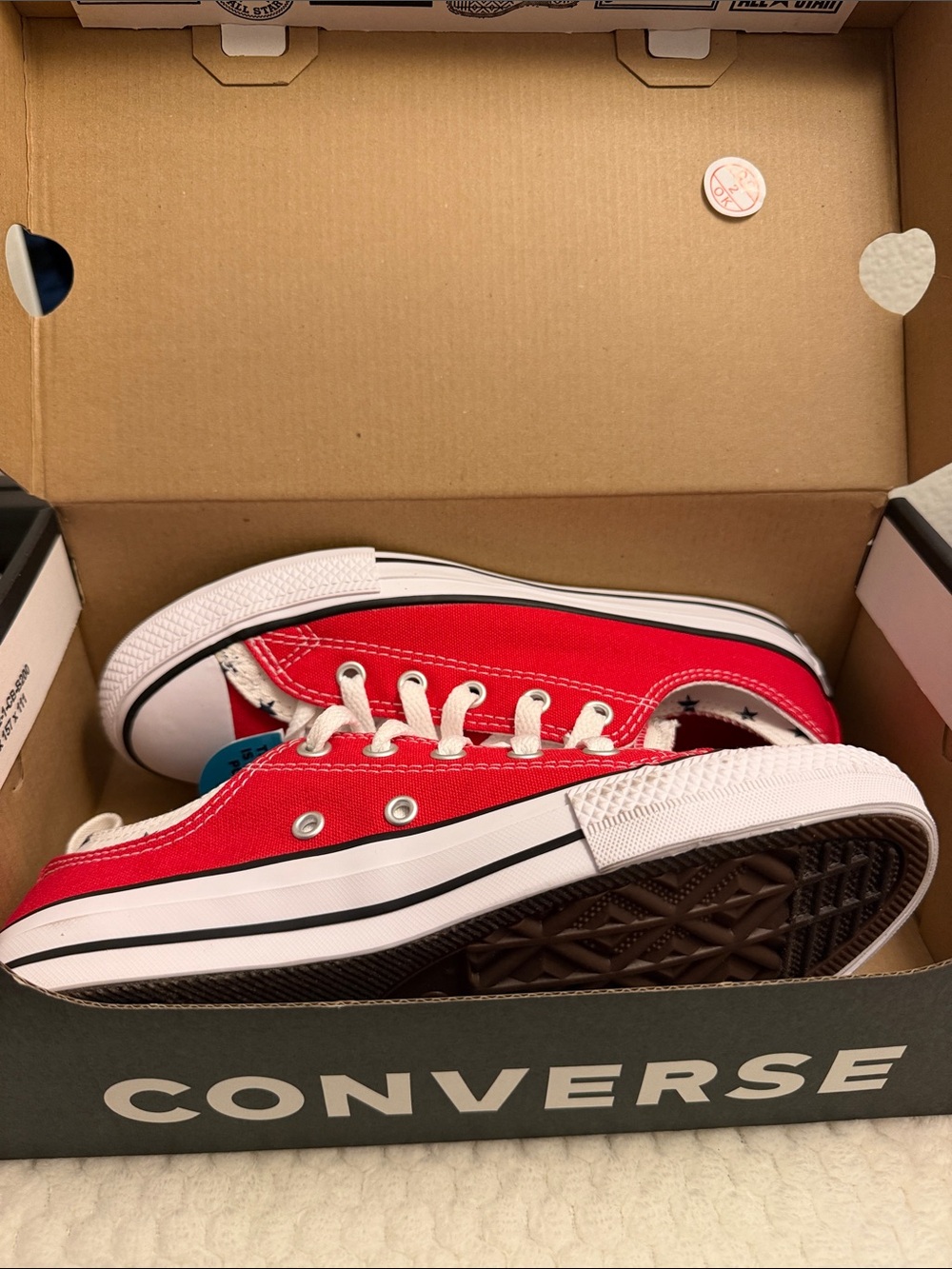 Kids Red Low-Top Canvas Sneakers with Star Heel Tabs - Picture 13 of 14
